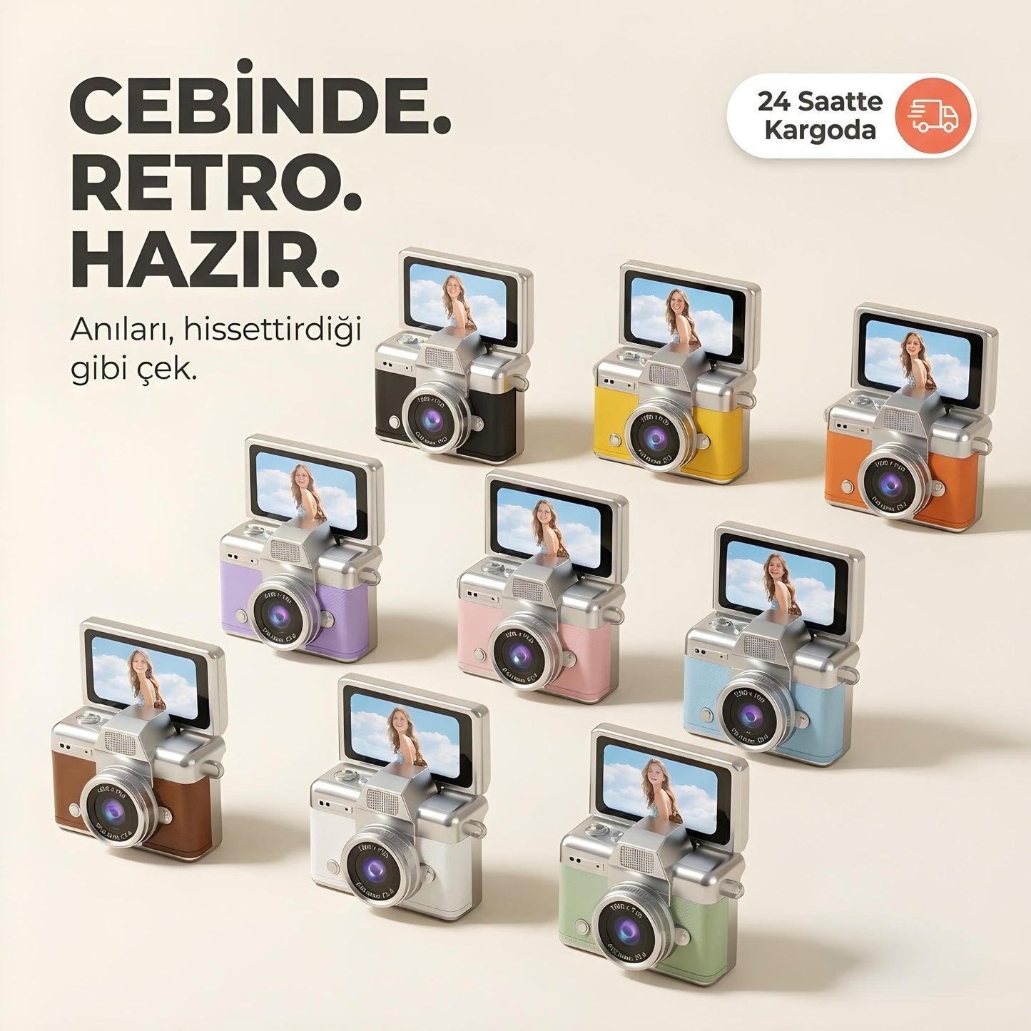 Jormaria™ MiniRetro - Mini Dijital Fotoğraf Makinesi