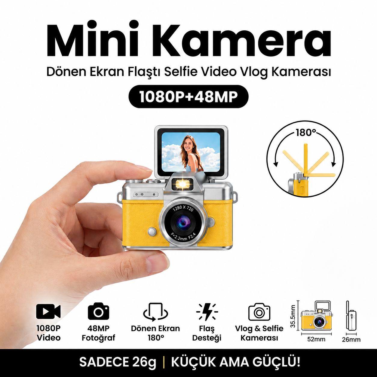 Jormaria™ MiniRetro - Mini Dijital Fotoğraf Makinesi
